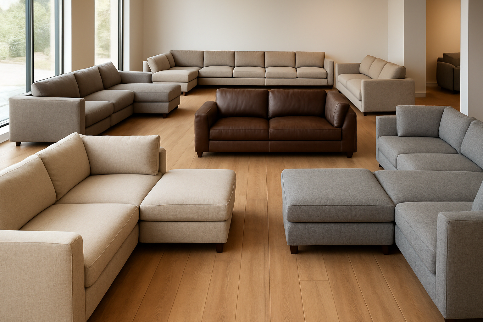 التصاميم والأشكال المتاحة للكنب 7 مقاعد